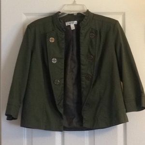 Olive, waist length, military style jacket